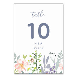 Hübsche rustikale botanische Hochzeit Tischnummer