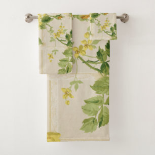 Hübsche Rustikale Chic Yellow Roses auf Trellis Badhandtuch Set