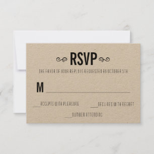 Hübsche Rustikale Kraft Hochzeits-RSVP Einladung