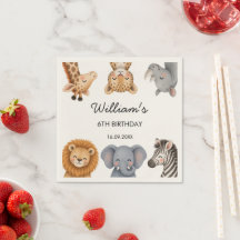 Hübsche Safari-Tiere Geburtstagsfeier Papier Servi