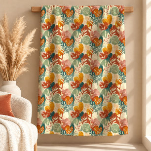 Hübsche Salbei-Staubgrün-Blumen-Boho-Decke Fleecedecke