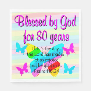 HÜBSCHE SCHALTFLÄCHE 80. GEBURTSTAG NAPKINS SERVIETTE