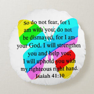 HÜBSCHE SCHALTFLY ISAIAH 41:10-DESIGN RUNDES KISSEN