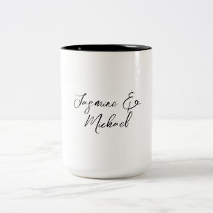 Hübsche Schicke Kalligrafie Namen Hochzeiten Zweifarbige Tasse