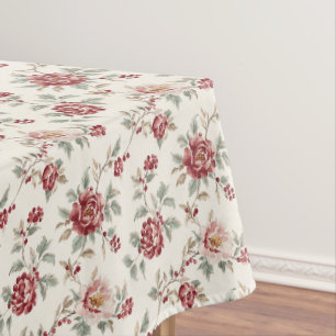 Hübsche Schicke Rote Creme Blumen Hochzeit Tischdecke