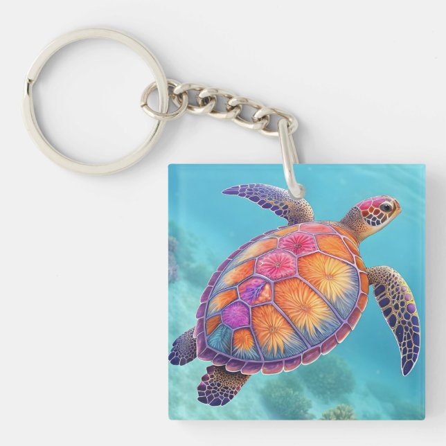 Hübsche Schildkröte Schlüsselanhänger (Vorderseite)