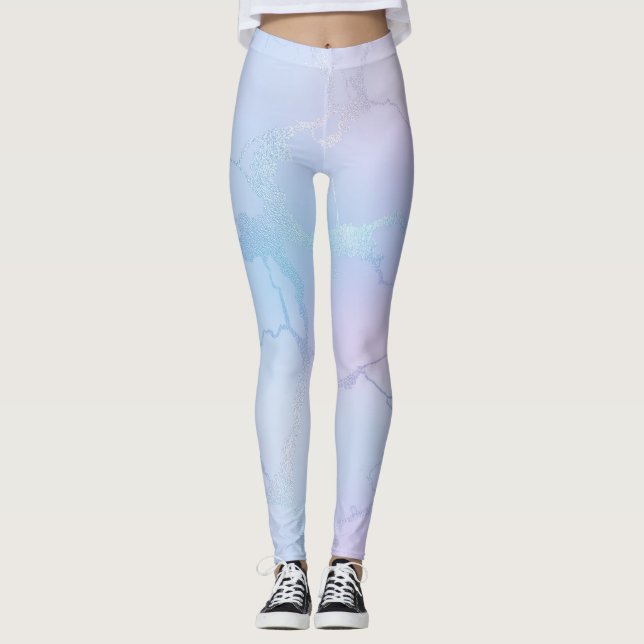 Hübsche schimmernde Pastel Lavender Blue Pink Leggings (Vorderseite)