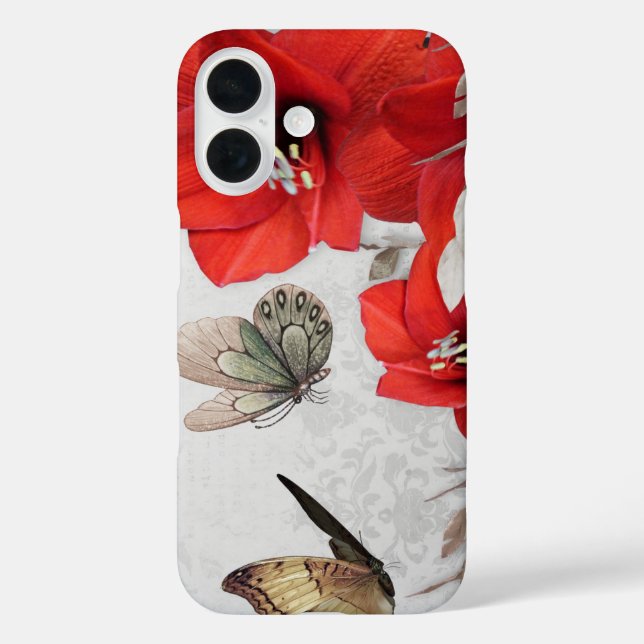 hübsche Schmetterlinge aus roten Blume Case-Mate iPhone Hülle (Rückseite)