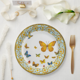 Hübsche Schmetterlinge Barockstil China Pappteller