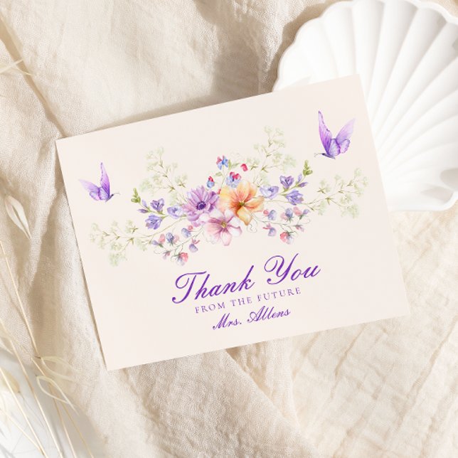 Hübsche Schmetterlinge Blumenkohl Brautparty Dankeskarte (Von Creator hochgeladen)