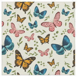 Hübsche Schmetterlinge Botanisches Muster Stoff