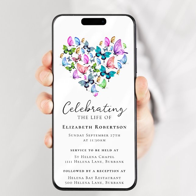 Hübsche Schmetterlinge Herzbeerdigung Digitale Eit Einladung (Von Creator hochgeladen)