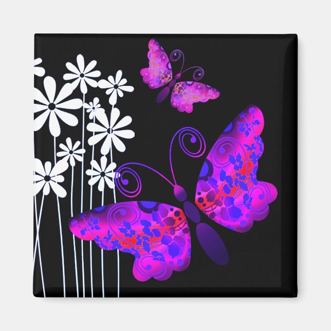 "Hübsche Schmetterlinge" (lila) von Cheryl Daniels Magnet (Vorne)