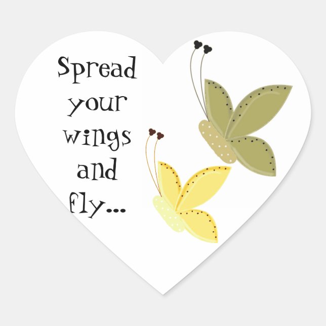 Hübsche Schmetterlinge mit Sprichwort Herz-Aufkleber (Vorderseite)