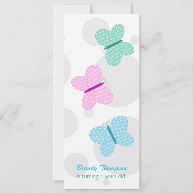 Hübsche Schmetterlings-Geburtstags-Party Einladung (Vorderseite)