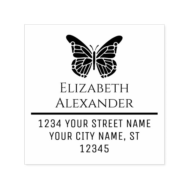 Hübsche Schmetterlingserie Silhouette Name Rücksen Permastempel (Design)