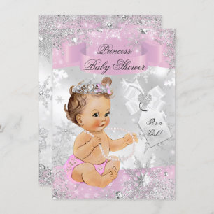 Hübsche Schneeflocke Princess Pink Baby Dusche lad Einladung