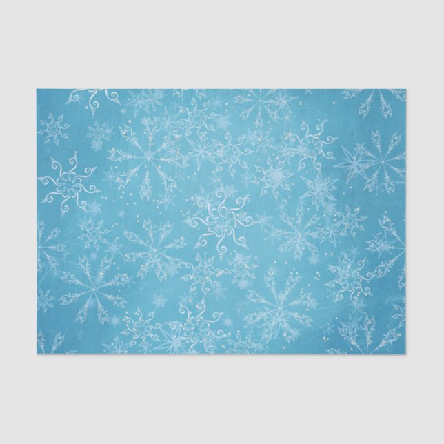 Hübsche Schneeflocken auf dem Blue Holiday Tissue Seidenpapier (Vorderseite)