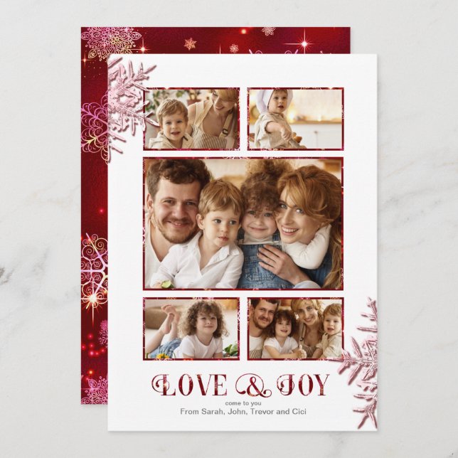 Hübsche Schneeflocken-Fotovorlage Red ID846 Ankündigung (Vorne/Hinten)