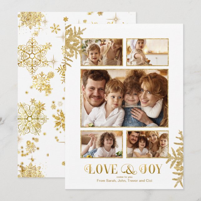 Hübsche Schneeflocken-Fotovorlage Wht/Gld ID846 Ankündigung (Vorne/Hinten)