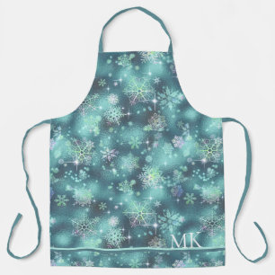 Hübsche Schneeflocken Muster Aquamarin ID846 Schürze