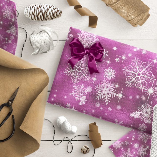 Hübsche Schneeflocken Muster Orchid Pink ID846 Geschenkpapier (Von Creator hochgeladen)