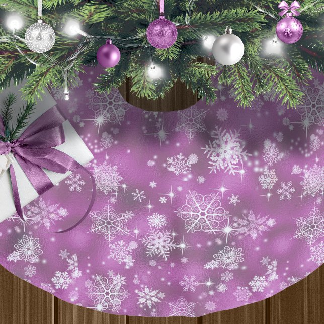 Hübsche Schneeflocken Muster Orchid Pink ID846 Polyester Weihnachtsbaumdecke (Von Creator hochgeladen)