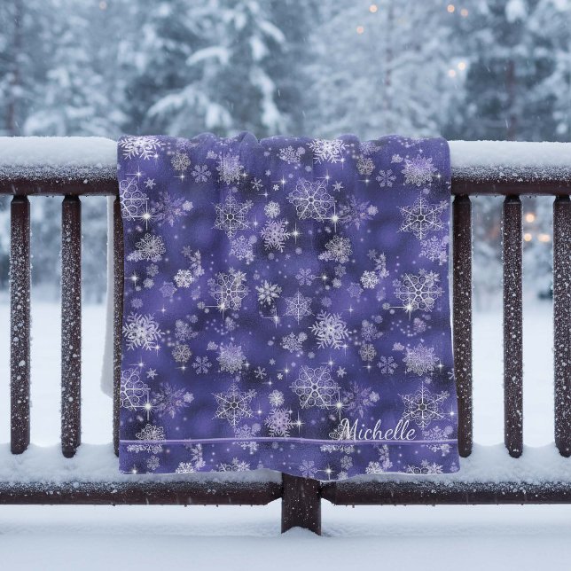 Hübsche Schneeflocken Pattern Violet ID846 Fleecedecke (Von Creator hochgeladen)