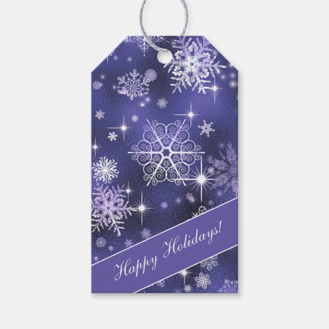 Hübsche Schneeflocken Pattern Violet ID846 Geschenkanhänger (Vorderseite)