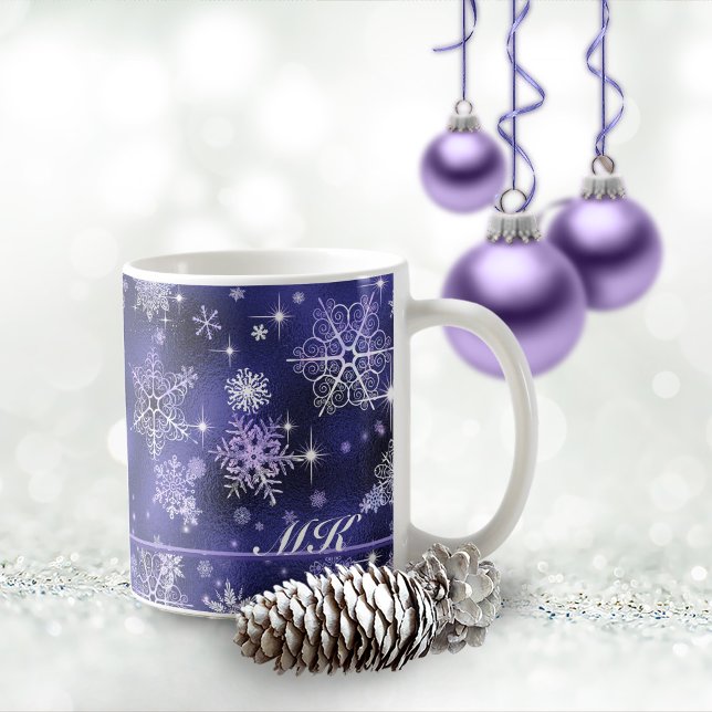 Hübsche Schneeflocken Pattern Violet ID846 Kaffeetasse (Von Creator hochgeladen)