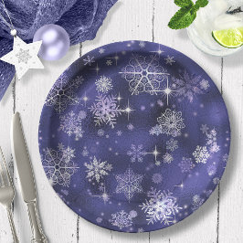 Hübsche Schneeflocken Pattern Violet ID846 Pappteller