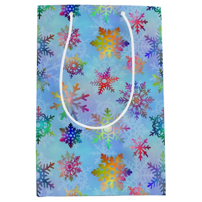 Hübsche Schneeflocken Weihnachtsmuster Mittlere Geschenktüte (Vorderseite)
