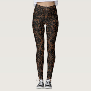 Hübsche schwarze braune Tiger Blumenmuster Legging Leggings