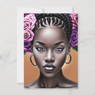 Hübsche Schwarze Frau mit Braiden Mitteilungskarte