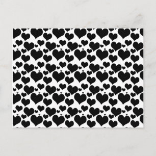 Hübsche schwarze Herzen auf Weiß für Ihren Valenti Feiertagspostkarte