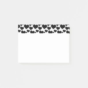 Hübsche schwarze Herzen auf Weiß für Ihren Valenti Post-it Klebezettel
