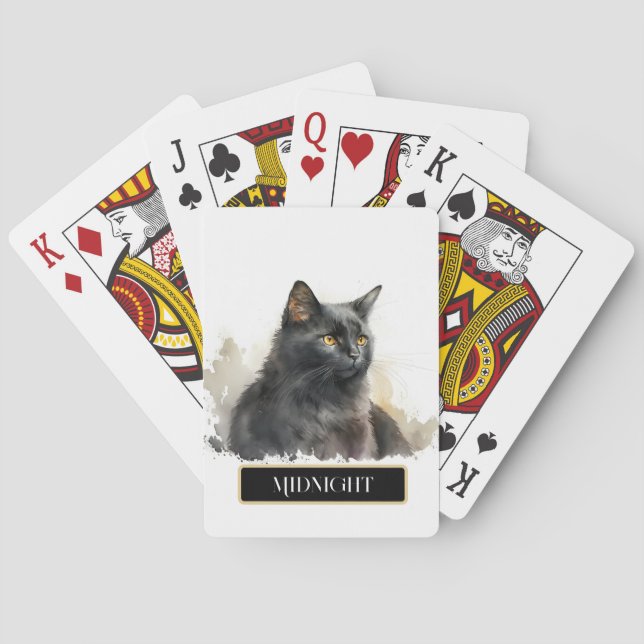 Hübsche schwarze Katze personalisieren Spielkarten (Rückseite)