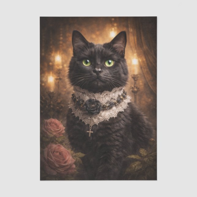 Hübsche schwarze Katze  Seidenpapier (Vorderseite)