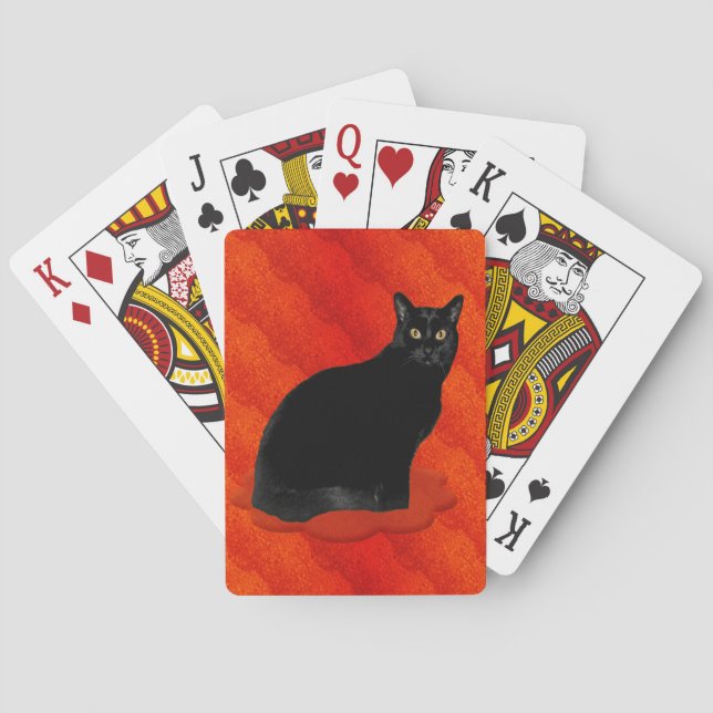 Hübsche schwarze Katze Spielkarten (Rückseite)