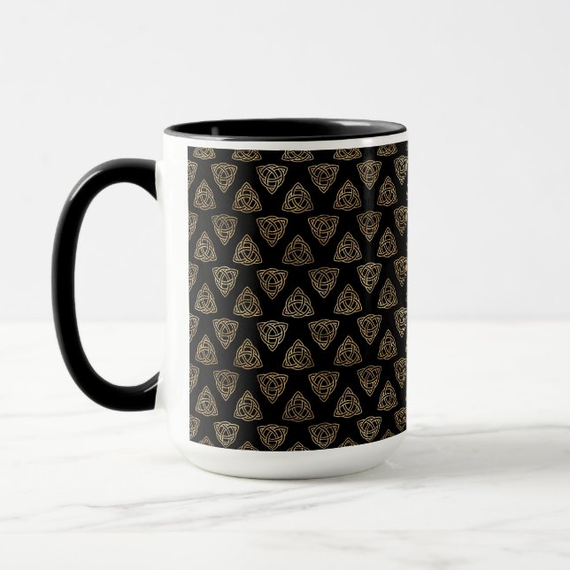 HÜBSCHE SCHWARZE UND GOLDROWS DER KELTISCHEN KNOTE TASSE (Links)