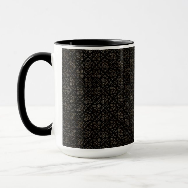 HÜBSCHE SCHWARZE UND GOLDROWS DER KELTISCHEN KNOTE TASSE (Links)
