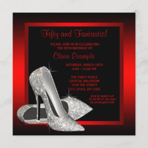 Hübsche schwarze und rote glitzernde High Heels zu Einladung