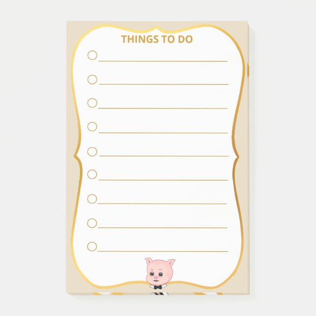 Hübsche Schweine-Dinge-zu-Tun-Linien Post-it Klebezettel (Vorderseite)