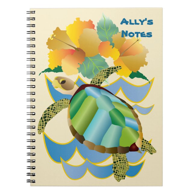 Hübsche Seeschildkröte-tropische gelbe Notizblock (Vorderseite)