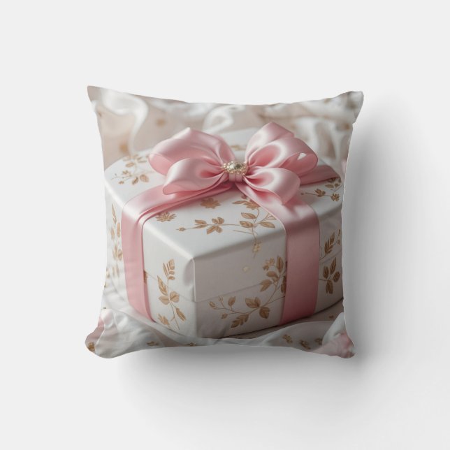 hübsche Seiden-Roségeschenkbox Kissen (Vorderseite)
