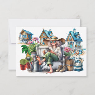 Hübsche Senior Lady - Sehen Sie zurück! Mitteilungskarte