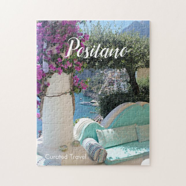 Hübsche Sicht auf Positano auf das Puzzle del Amal (Vertikal)