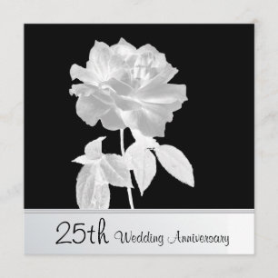 Hübsche Silberrose 25. Hochzeitstag-Party Einladung