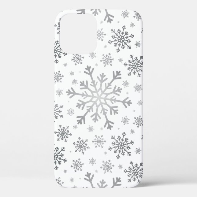 Hübsche Silberschneeflocken auf Winterweiß Case-Mate iPhone Hülle (Rückseite)