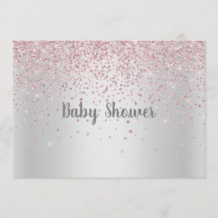 HÜBSCHE SILVER PINK MODERN BABY DUSCHE KRISTAL EINLADUNG